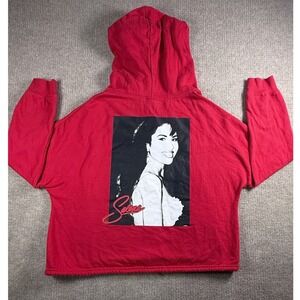 Selena Quintanilla Official Red Quarter Zip Cropped Hoodie Graphic Back Large